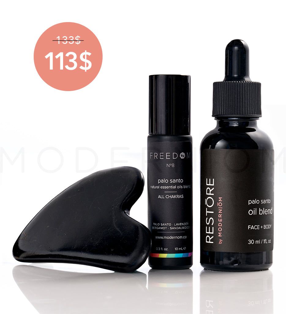 Palo Santo Oil Blend, Roller & Gua Sha - $113