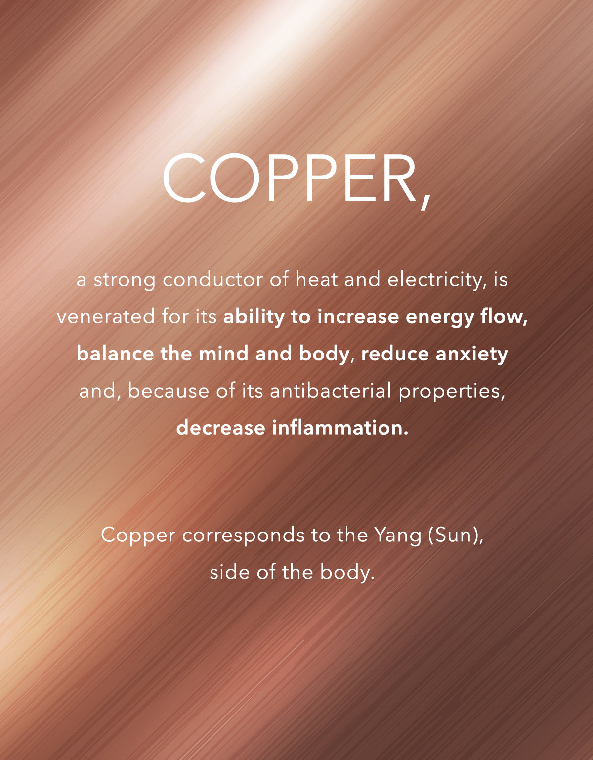 Copper benefits for energy flow, mind & body balance