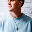Load image into Gallery viewer, Man wearing Cross pendant necklace