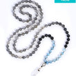 Load image into Gallery viewer, CrystalFlow_5 gray and blue beaded necklace