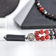 Load image into Gallery viewer, Black onyx pendant necklace with red beads