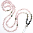 Load image into Gallery viewer, Rose Quartz Mala Necklace with Labradorite