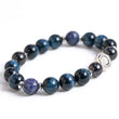 Load image into Gallery viewer, Modern Om Sapphire & Onyx 10mm bead bracelet detail