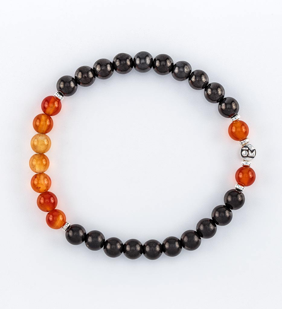 bracelet, shungite, orange agate, silver