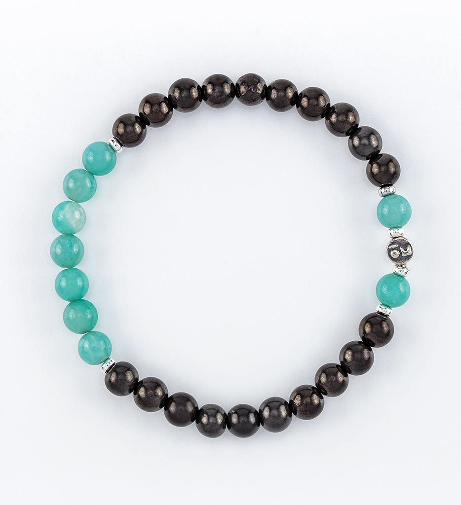 bracelet, shungite, amazonite, silver