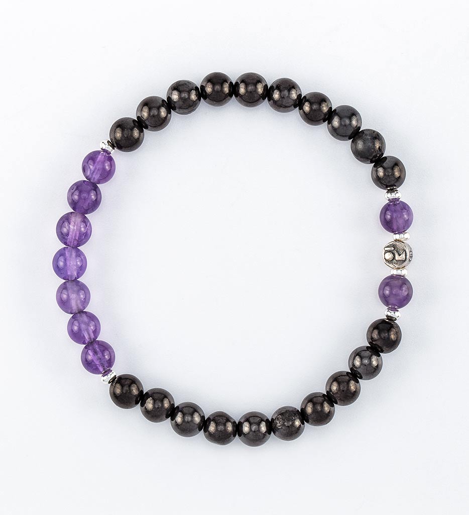 bracelet, shungite, amethyst, silver