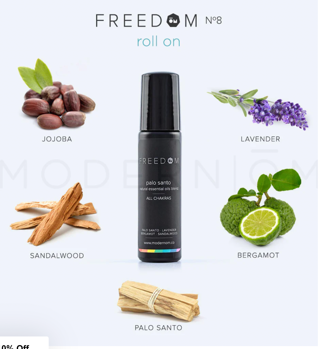 Freedom No. 8 Roll On with Jojoba, Lavender, Sandalwood, Palo Santo, Bergamot