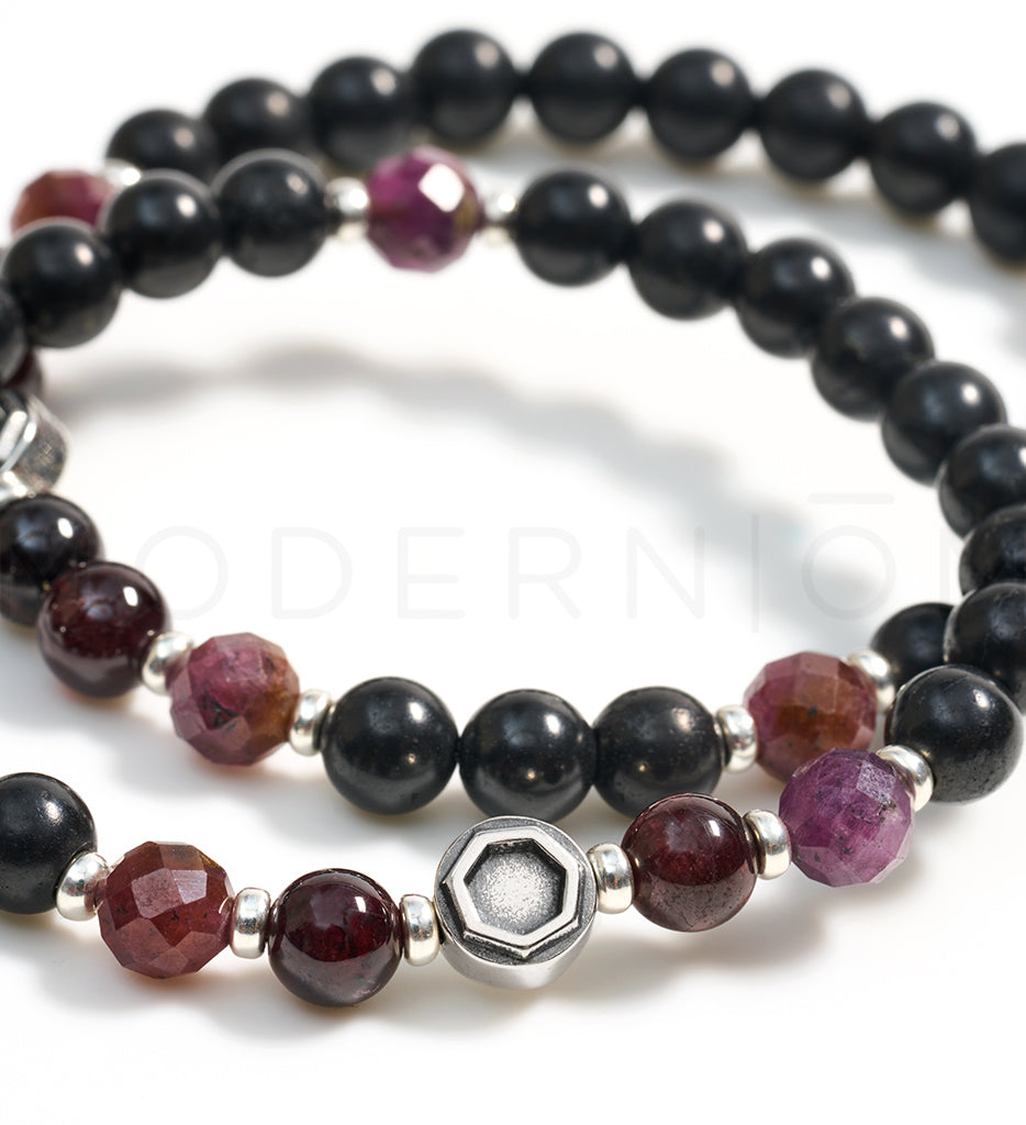Black and Ruby Beaded Bracelets