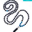 Load image into Gallery viewer, Black beaded necklace with crystal pendant, new arrival.