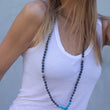 Load image into Gallery viewer, mala beads, mala necklace, blue apatite, green sandalwood