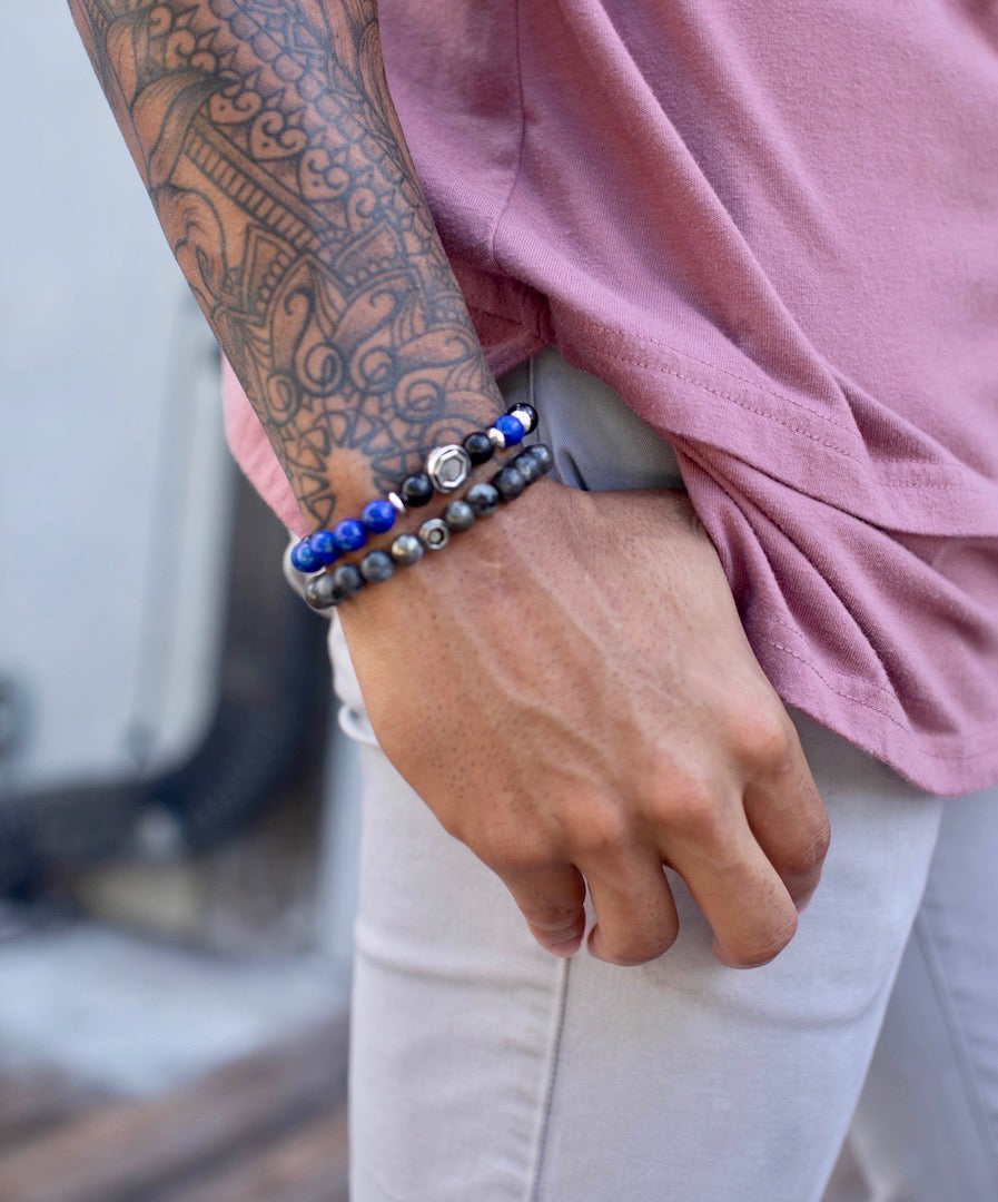 shungite, lapis lazuli bracelet
