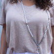 Load image into Gallery viewer, mala beads, mala necklace, white blue flash moonstone, matte labradorite, clear quartz
