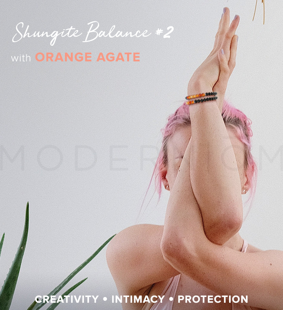 bracelet, shungite, orange agate, silver