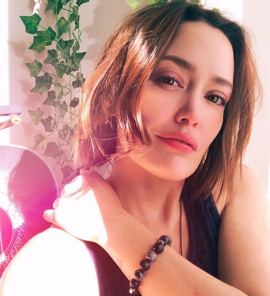 shungite, black labradorite, black onyx bracelet