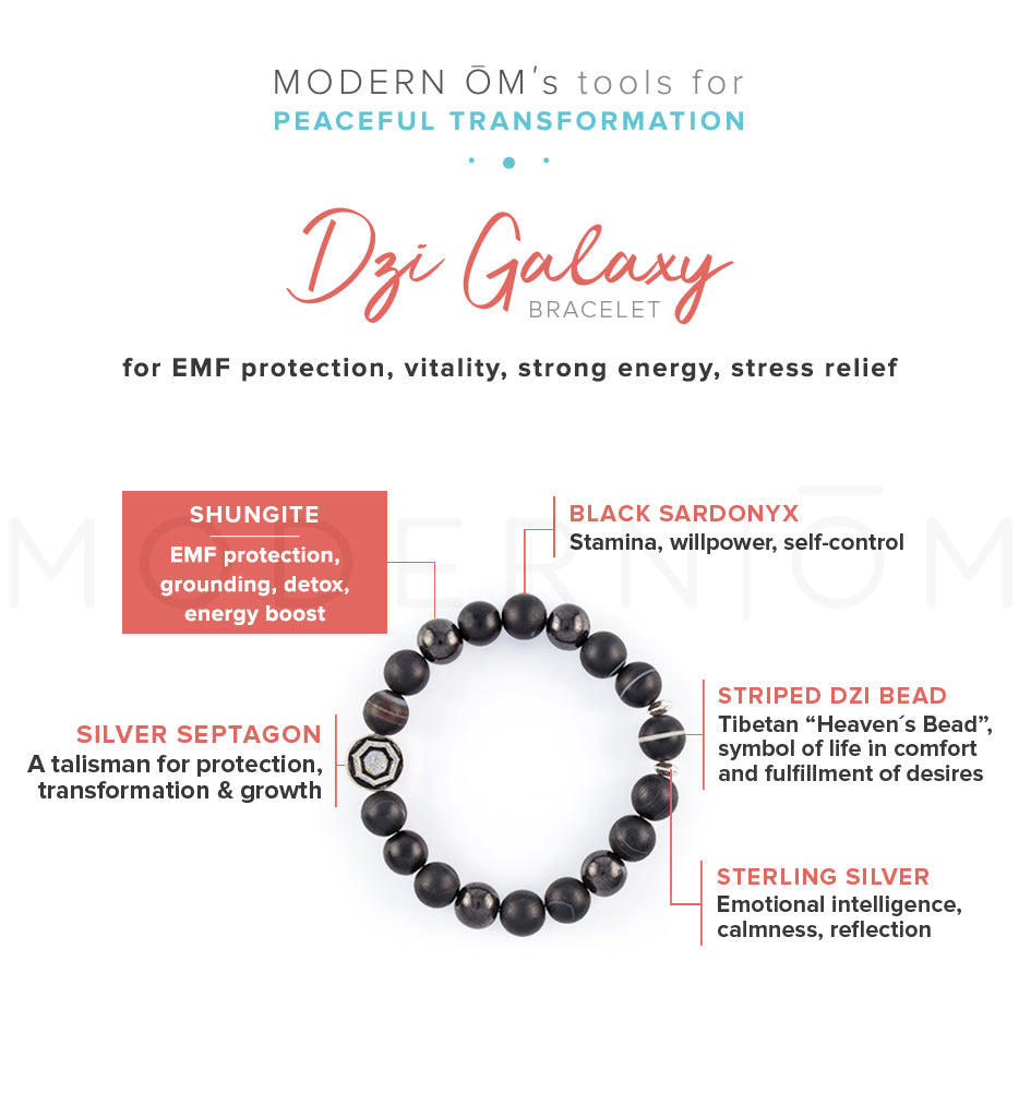 shungite, black sardonyx, striped dzi bead benefits