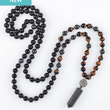 Load image into Gallery viewer, mala beads, mala necklace, agarwood, tiger eye, silver
