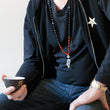 Load image into Gallery viewer, mala beads, mala necklace, black agarwood, dragon agate, pyrite, clear quartz