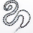 Load image into Gallery viewer, mala beads, mala necklace, shungite, hawk's eye