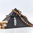 Load image into Gallery viewer, mala beads, mala necklace, palo santo, shungite, tiger eye, moonstone, labradorite, pyrite, obsidian, clear quartz
