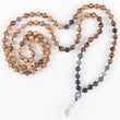 Load image into Gallery viewer, mala beads, mala necklace, palo santo, shungite, tiger eye, moonstone, labradorite, pyrite, obsidian, clear quartz