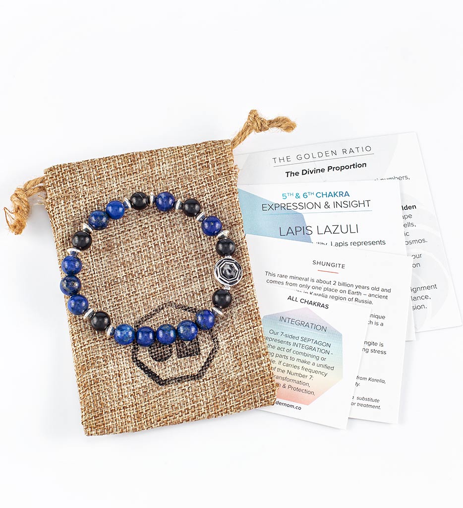 shungite, lapis lazuli bracelet packaging