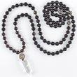 Load image into Gallery viewer, mala beads, mala necklace, black agarwood, red garnet, pyrite, clear quartz