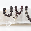 Load image into Gallery viewer, mala beads, mala necklace, black agarwood, red garnet, pyrite, clear quartz - detail