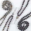 Load image into Gallery viewer, mala beads, mala necklaces, black agarwood, red garnet, pyrite, clear quartz