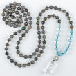 Load image into Gallery viewer, mala beads, mala necklace, labradorite, aquamarine, pyrite, clear quartz