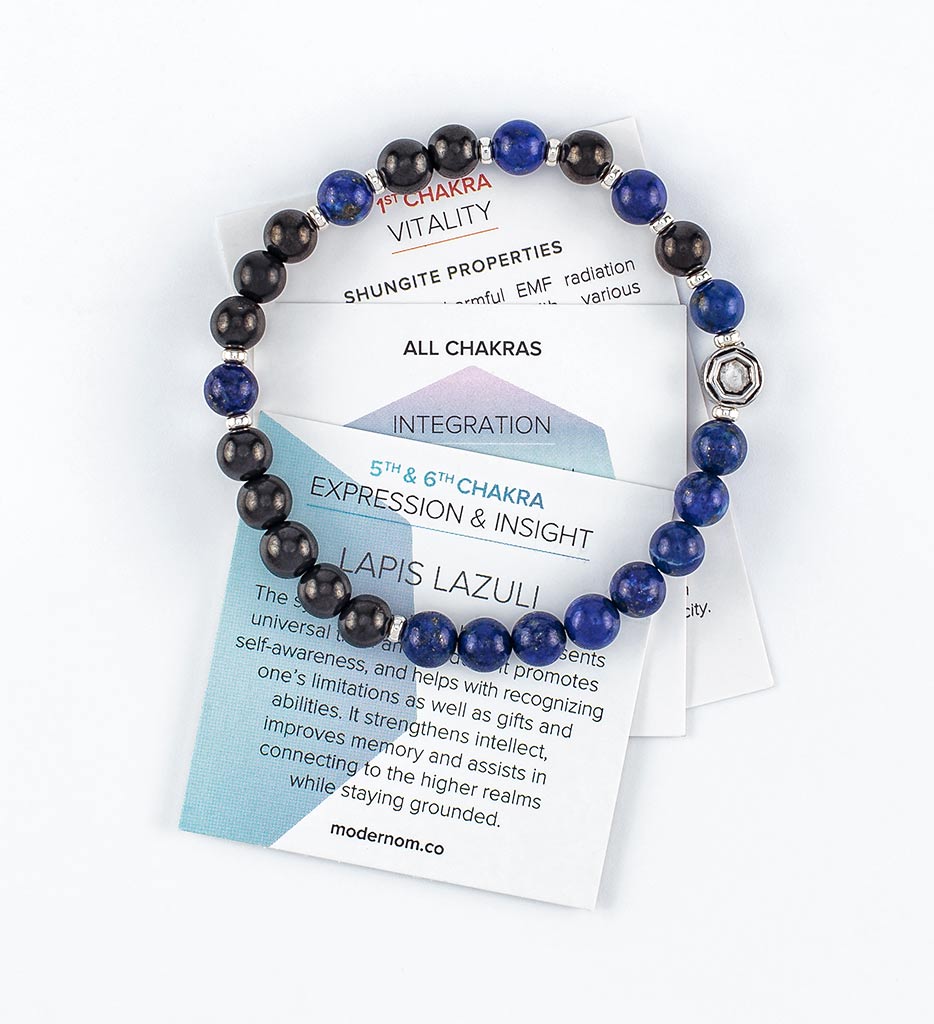 bracelet, lapis lazuli beads, shungite beads, silver