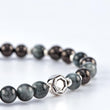 Load image into Gallery viewer, bracelet, hawk's eye beads, shungite beads, silver - detail