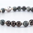 Load image into Gallery viewer, bracelet, hawk's eye beads, shungite beads, silver - detail