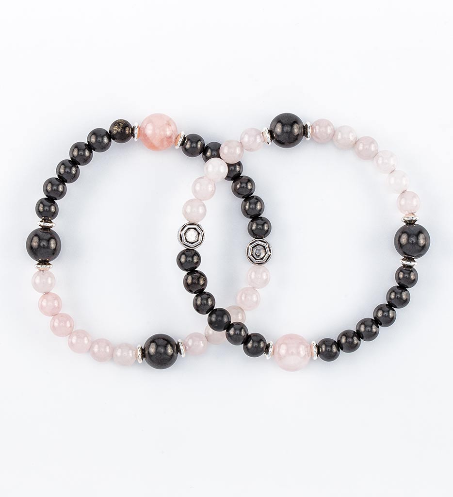 bracelets, shungite beads, rose quartz beads
