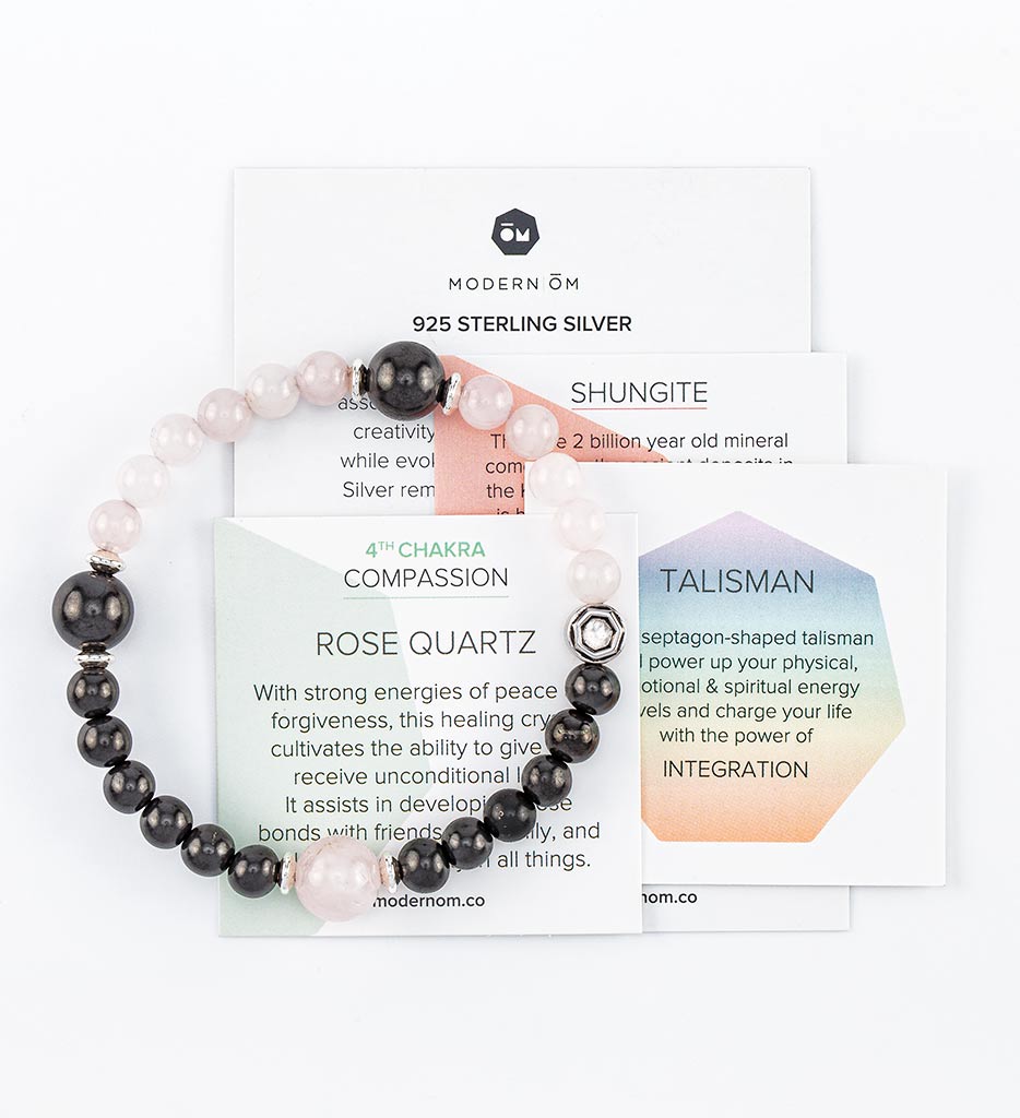 bracelet, shungite beads, rose quartz beads