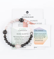 bracelet, shungite beads, rose quartz beads