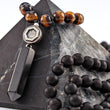 Load image into Gallery viewer, mala beads, mala necklace, agarwood, tiger eye, silver