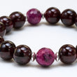 Load image into Gallery viewer, Modern Om garnet bracelet with ruby accent beads