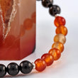 Load image into Gallery viewer, bracelet, shungite, orange agate, silver - detail