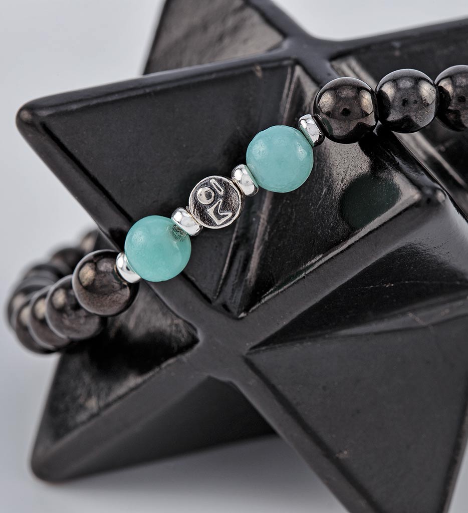 bracelet, shungite, amazonite, silver
