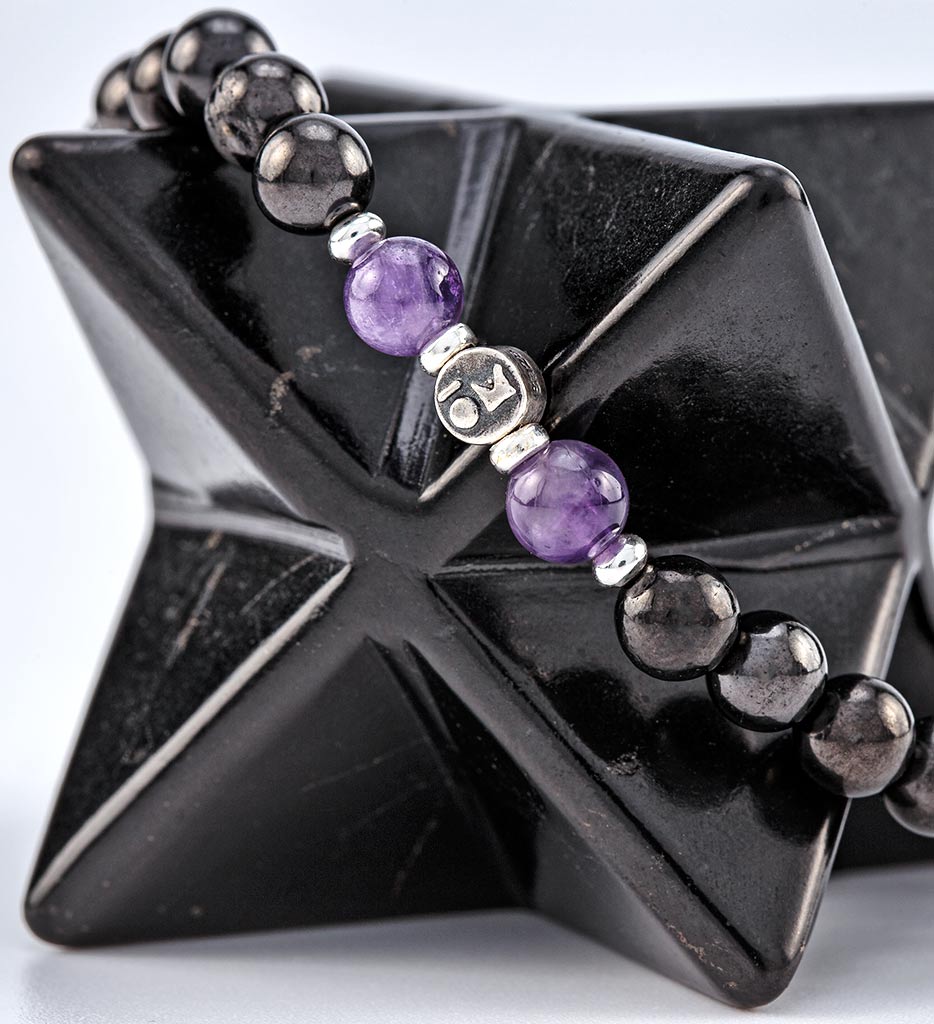 bracelet, shungite, amethyst, silver