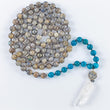 Load image into Gallery viewer, mala beads, mala necklace, labradorite, blue apatite, pyrite, clear quartz