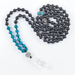 Load image into Gallery viewer, mala beads, mala necklace, black agarwood, blue apatite, pyrite, clear quartz