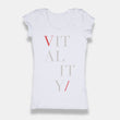 Load image into Gallery viewer, women's white t-shirt, red accent