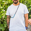Load image into Gallery viewer, mala beads, mala necklace, black agarwood, blue apatite, pyrite, clear quartz