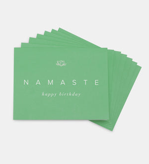 Namaste Happy Birthday card, green 