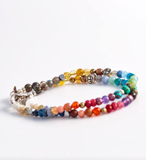 beautiful colourful hand-made bracelets, chakra stones