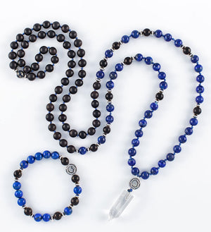 beautiful lapis and shungite mala and bracelet