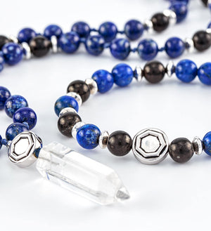 lapis and shungite beads, mala and bracelet