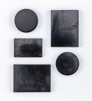 shungite phone stickers, round and rectangular