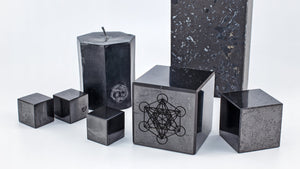 shungite cubes, shungite brick, black candle, metatron's cube 